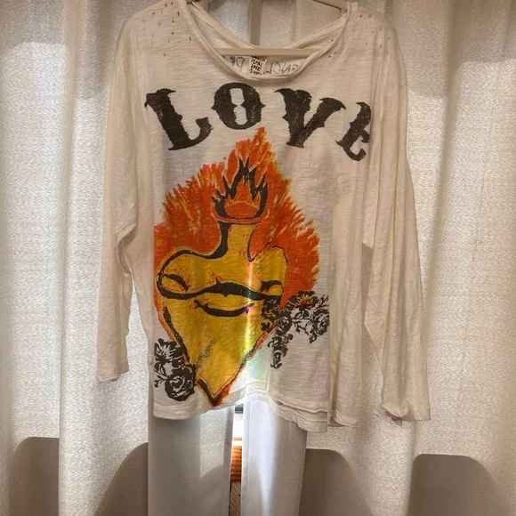 Magnolia Pearl Love Graphic Shirt in Orange and Black - Picture 3 of 5